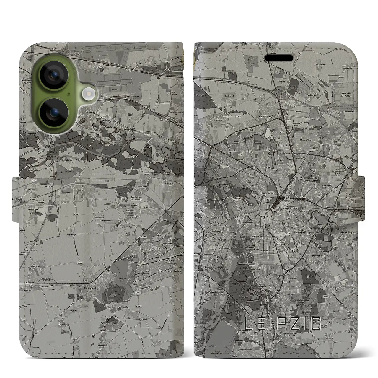 【ライプツィヒ(ドイツ)】地図柄iPhoneケース(手帳タイプ)