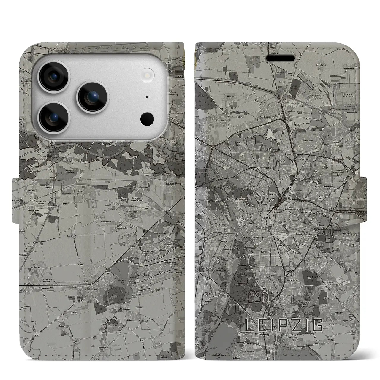 【ライプツィヒ(ドイツ)】地図柄iPhoneケース(手帳タイプ)