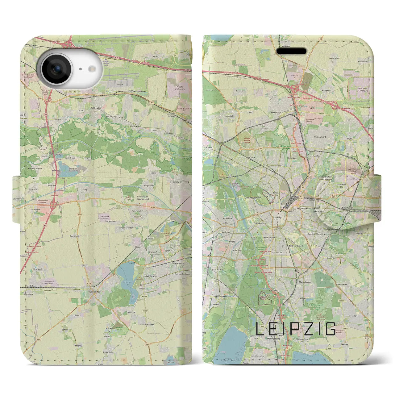 【ライプツィヒ(ドイツ)】地図柄iPhoneケース(手帳タイプ)