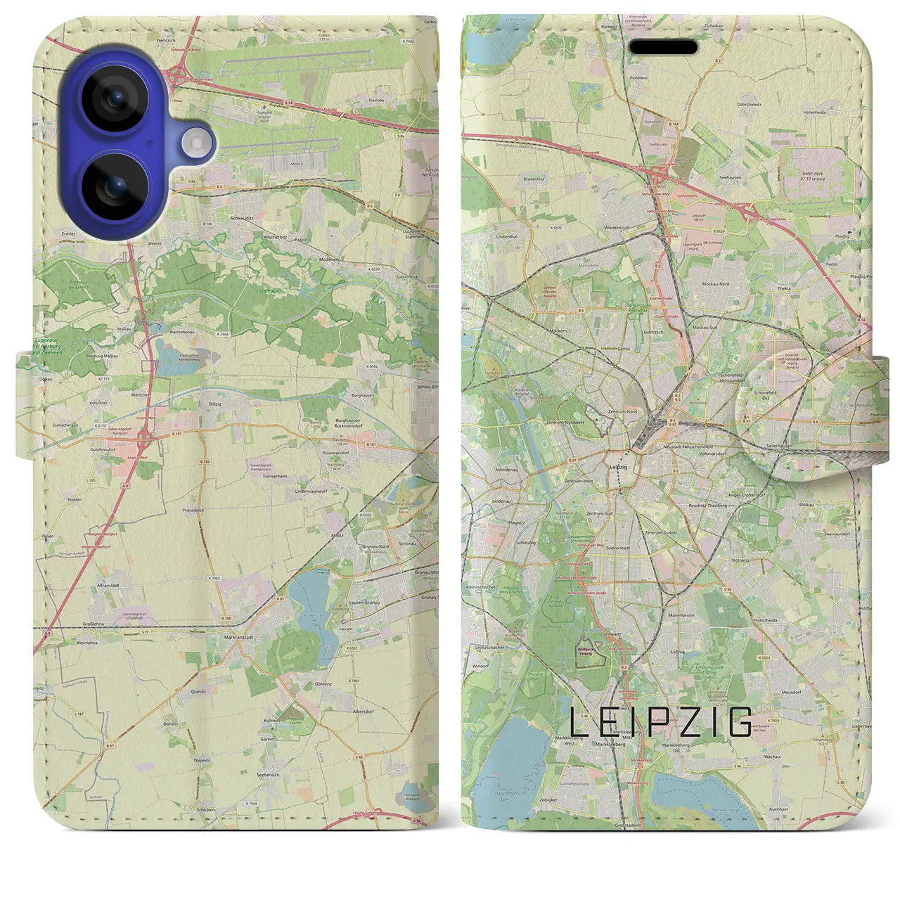【ライプツィヒ(ドイツ)】地図柄iPhoneケース(手帳タイプ)ナチュラル・iPhone 16 Pro Max 用