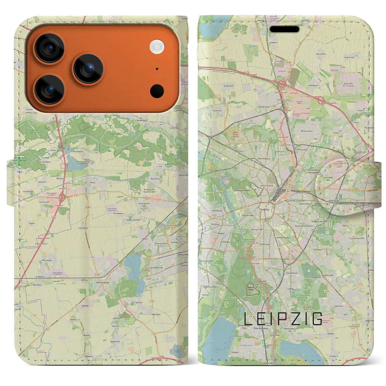 【ライプツィヒ(ドイツ)】地図柄iPhoneケース(手帳タイプ)