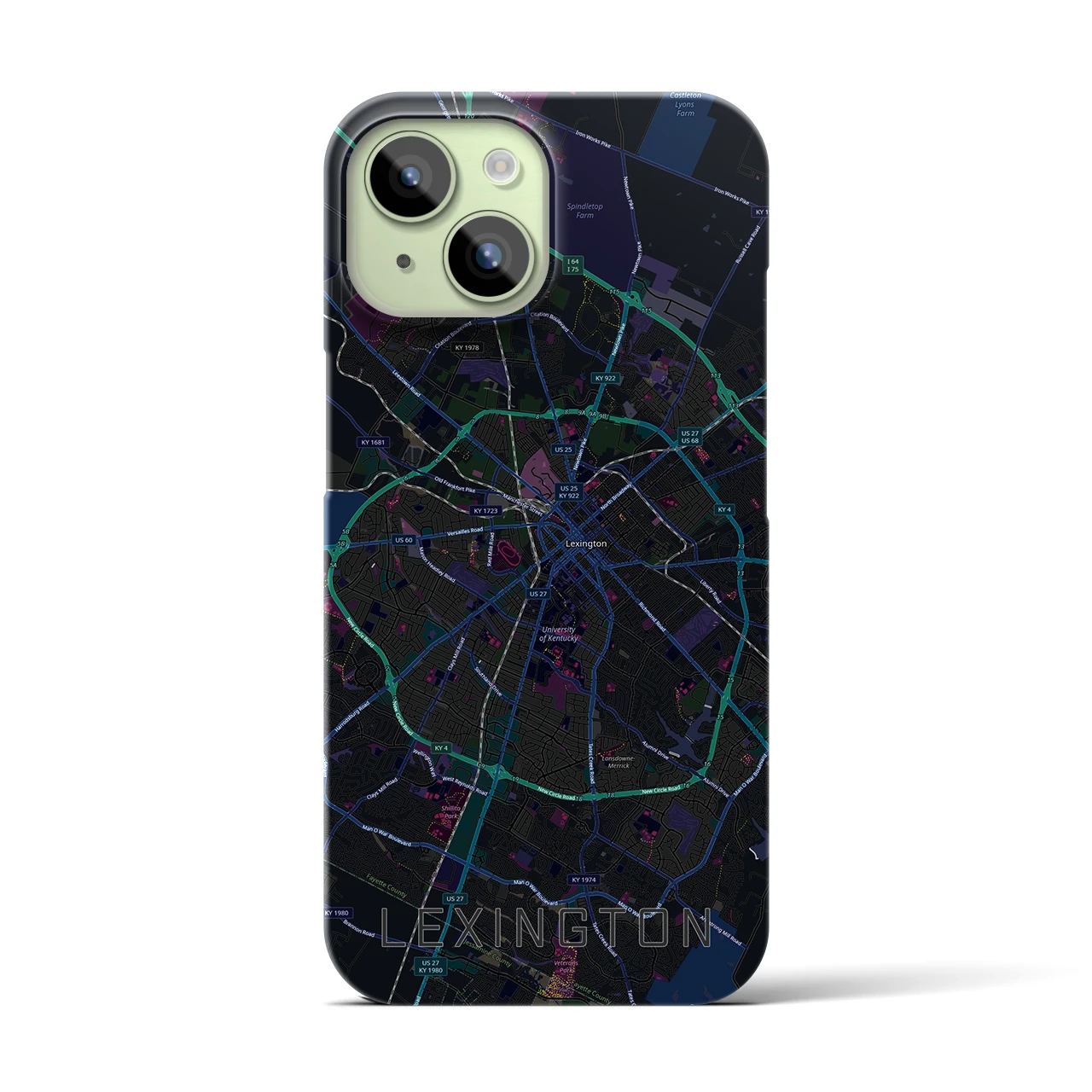 【レキシントン(アメリカ)】地図柄iPhoneケース(バックカバータイプ)