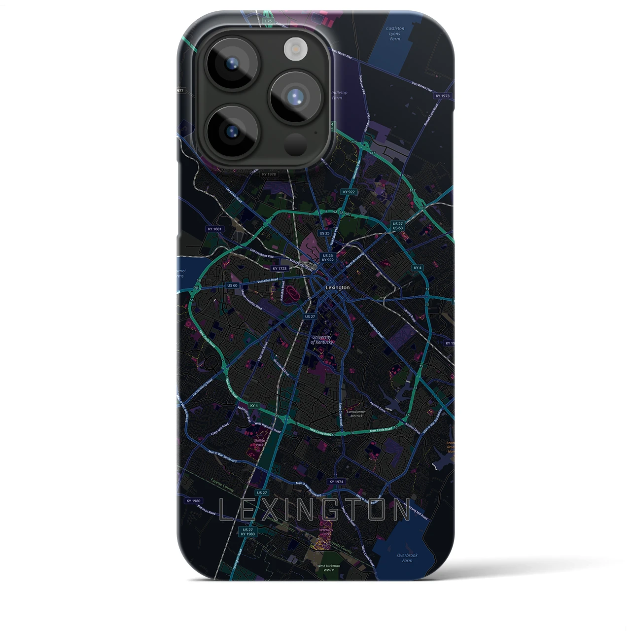 【レキシントン(アメリカ)】地図柄iPhoneケース(バックカバータイプ)