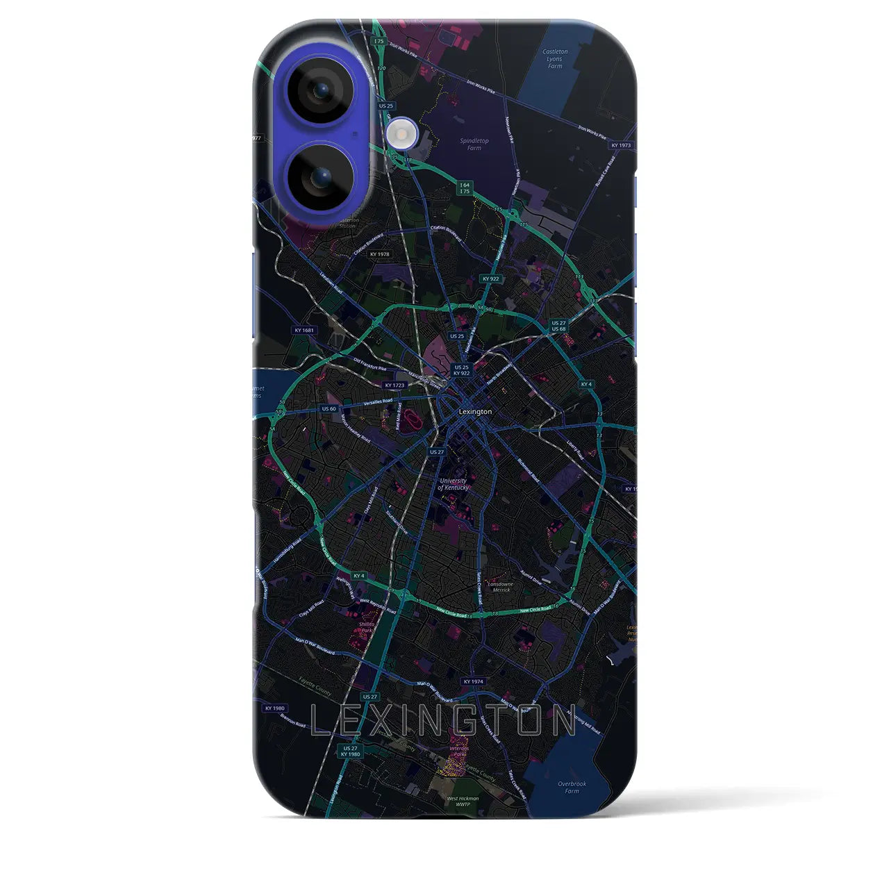【レキシントン(アメリカ)】地図柄iPhoneケース(バックカバータイプ)
