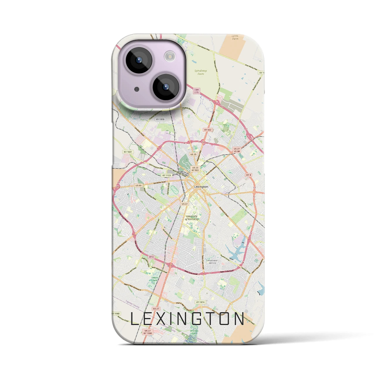 【レキシントン(アメリカ)】地図柄iPhoneケース(バックカバータイプ)