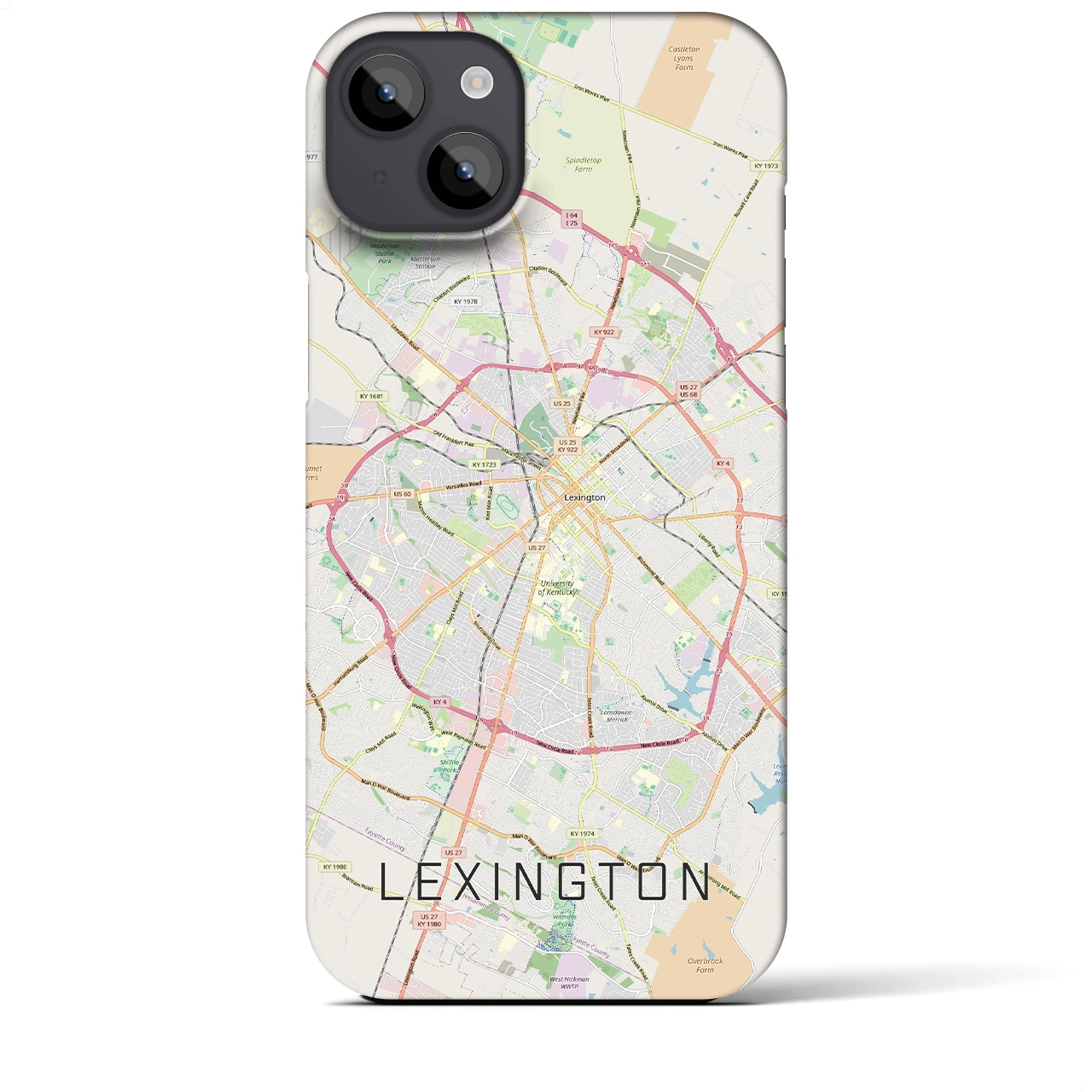 【レキシントン(アメリカ)】地図柄iPhoneケース(バックカバータイプ)