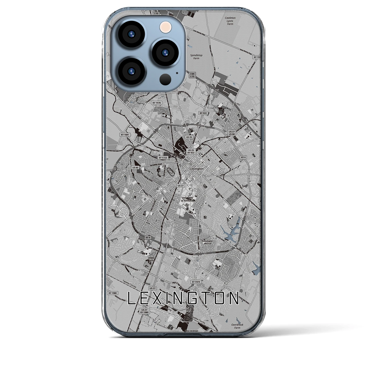 【レキシントン(アメリカ)】地図柄iPhoneケース(クリアタイプ)