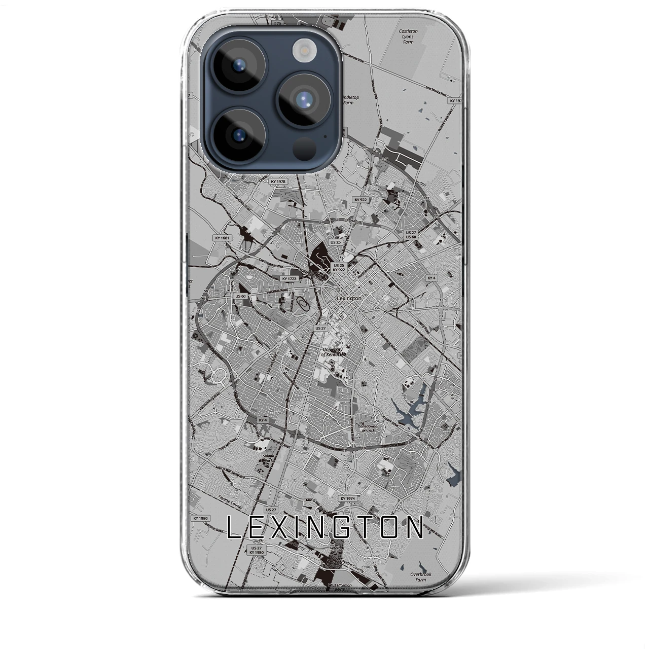 【レキシントン(アメリカ)】地図柄iPhoneケース(クリアタイプ)