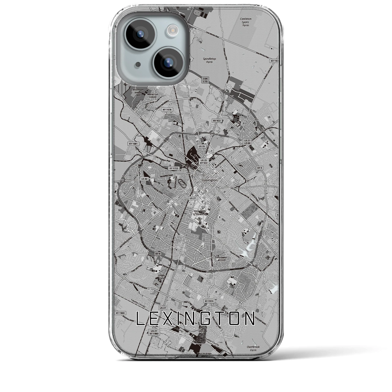 【レキシントン(アメリカ)】地図柄iPhoneケース(クリアタイプ)
