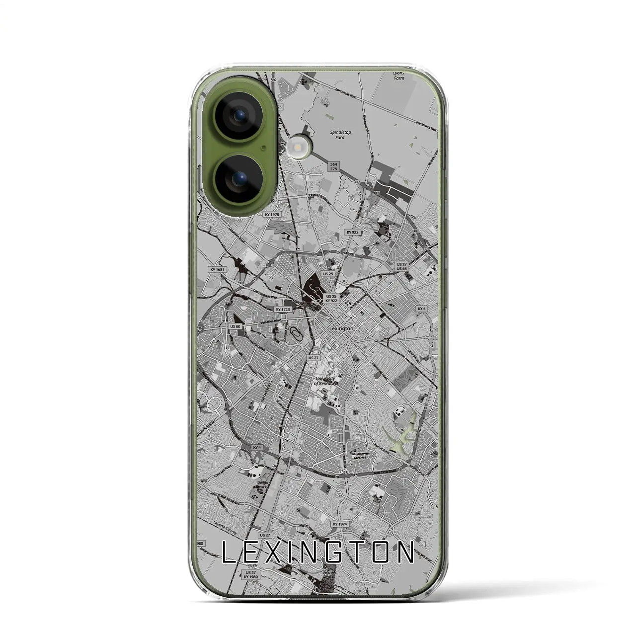 【レキシントン(アメリカ)】地図柄iPhoneケース(クリアタイプ)モノトーン・iPhone 17 Pro Max 用