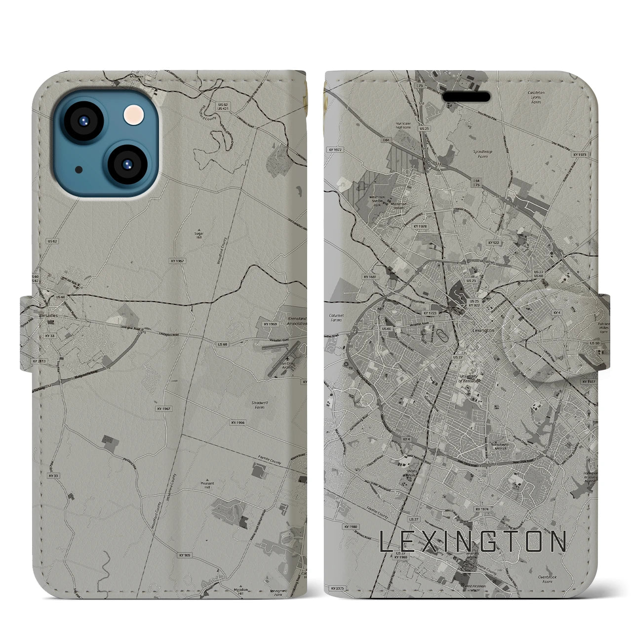 【レキシントン(アメリカ)】地図柄iPhoneケース(手帳タイプ)