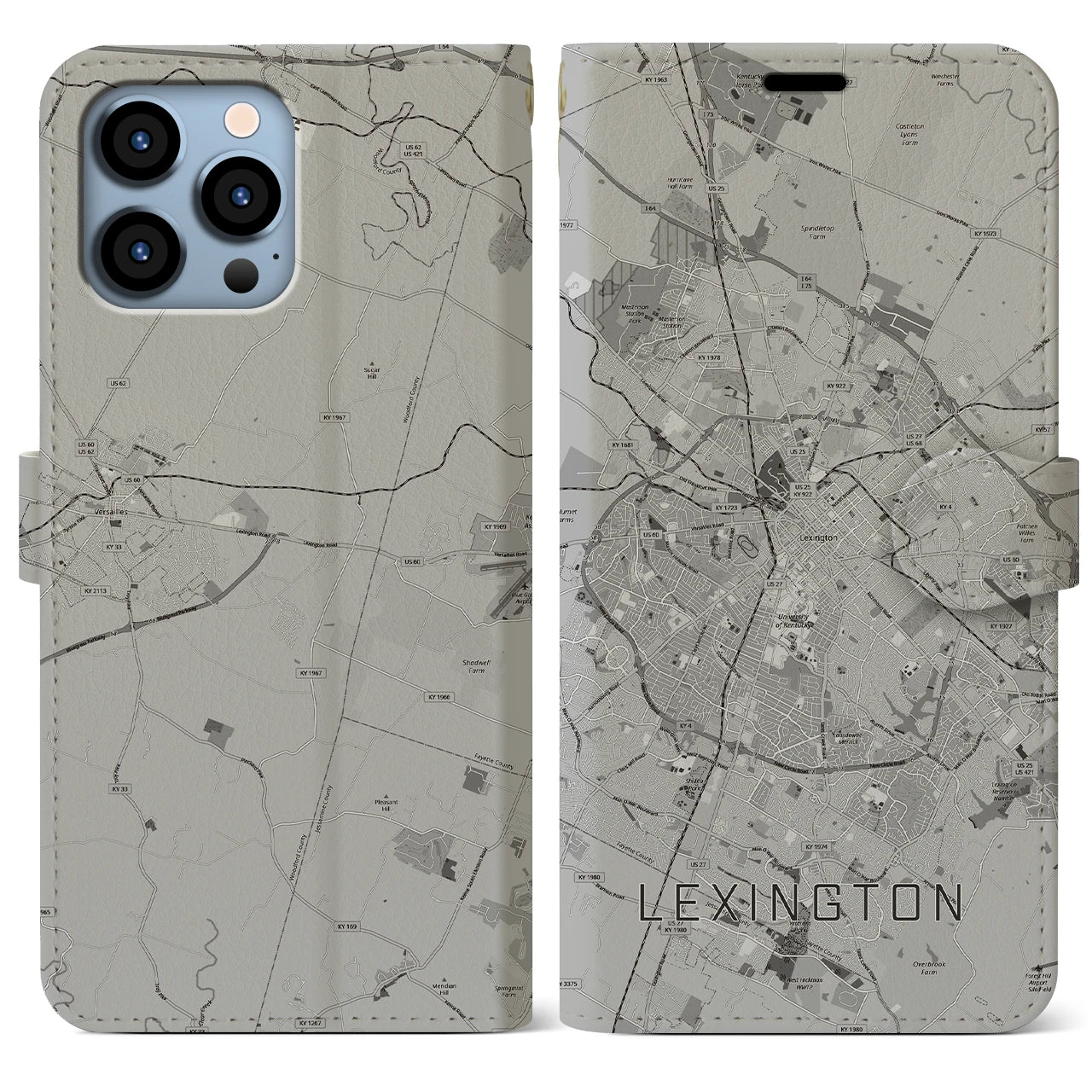 【レキシントン(アメリカ)】地図柄iPhoneケース(手帳タイプ)