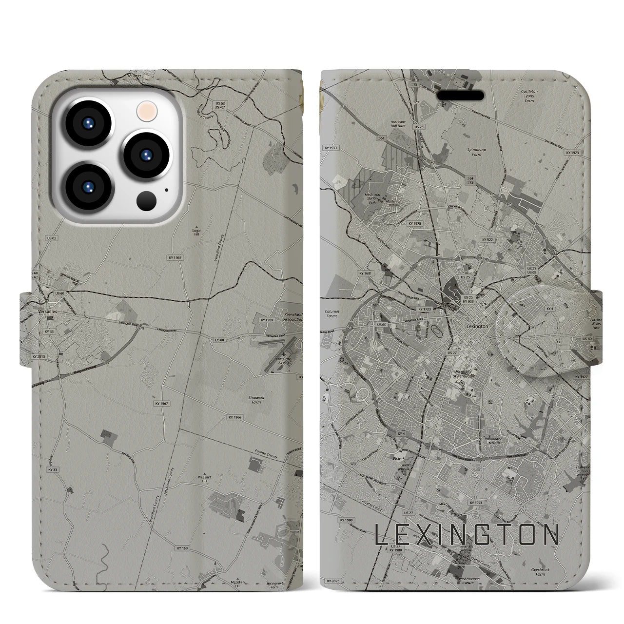 【レキシントン(アメリカ)】地図柄iPhoneケース(手帳タイプ)