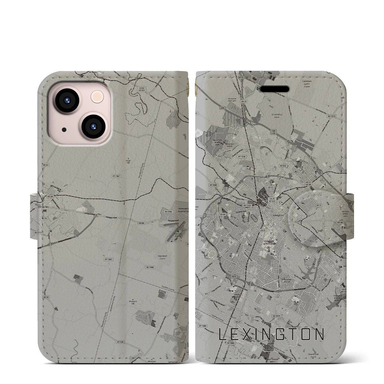 【レキシントン(アメリカ)】地図柄iPhoneケース(手帳タイプ)