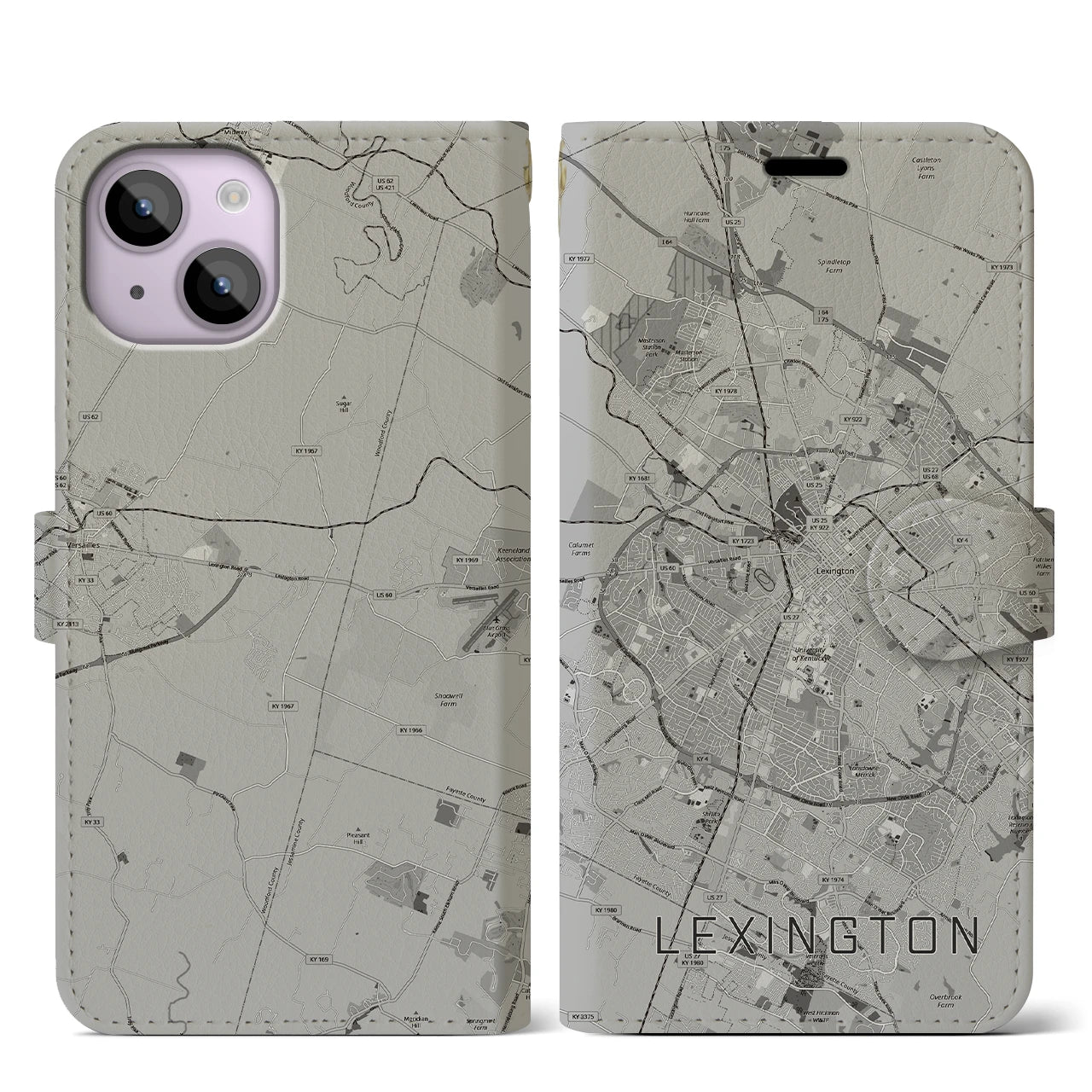 【レキシントン(アメリカ)】地図柄iPhoneケース(手帳タイプ)