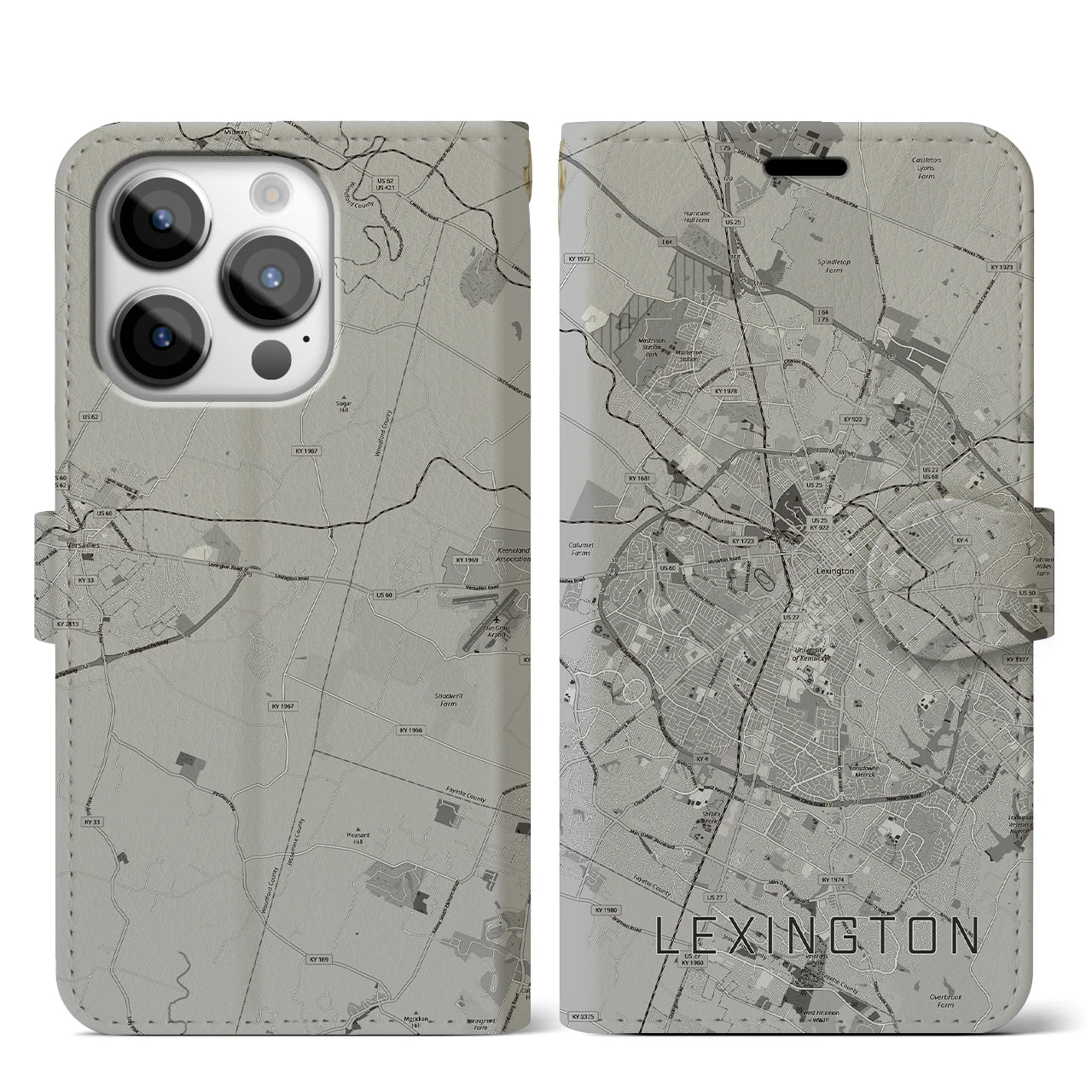 【レキシントン(アメリカ)】地図柄iPhoneケース(手帳タイプ)