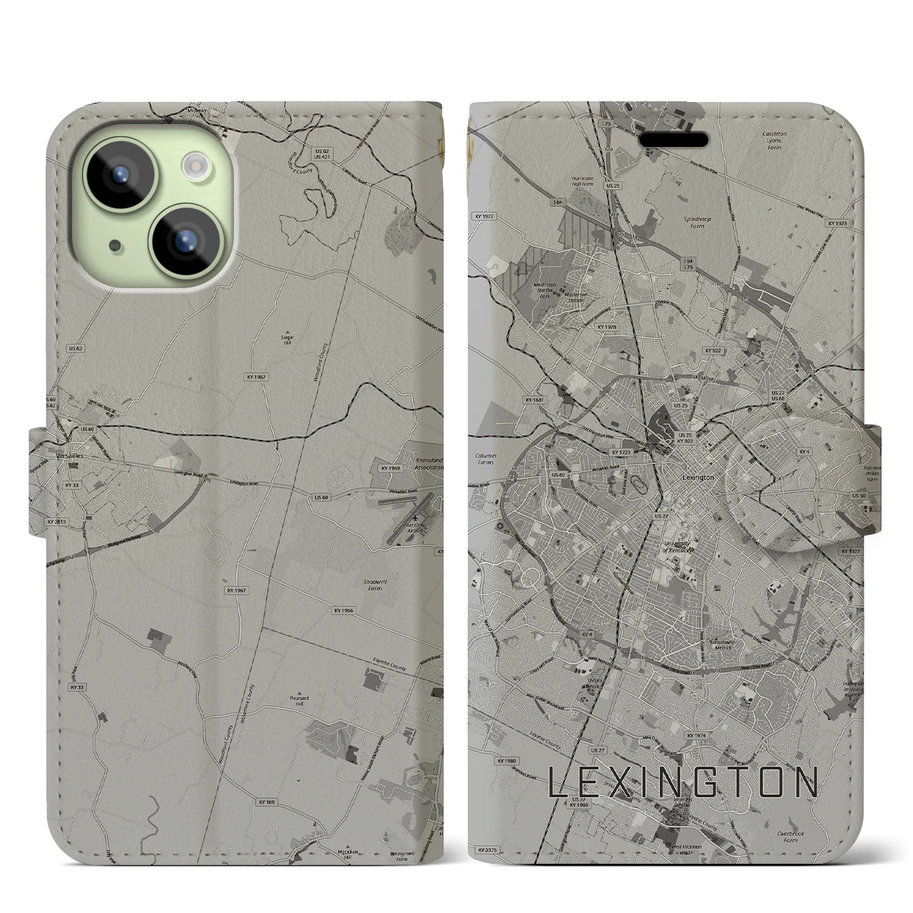【レキシントン(アメリカ)】地図柄iPhoneケース(手帳タイプ)