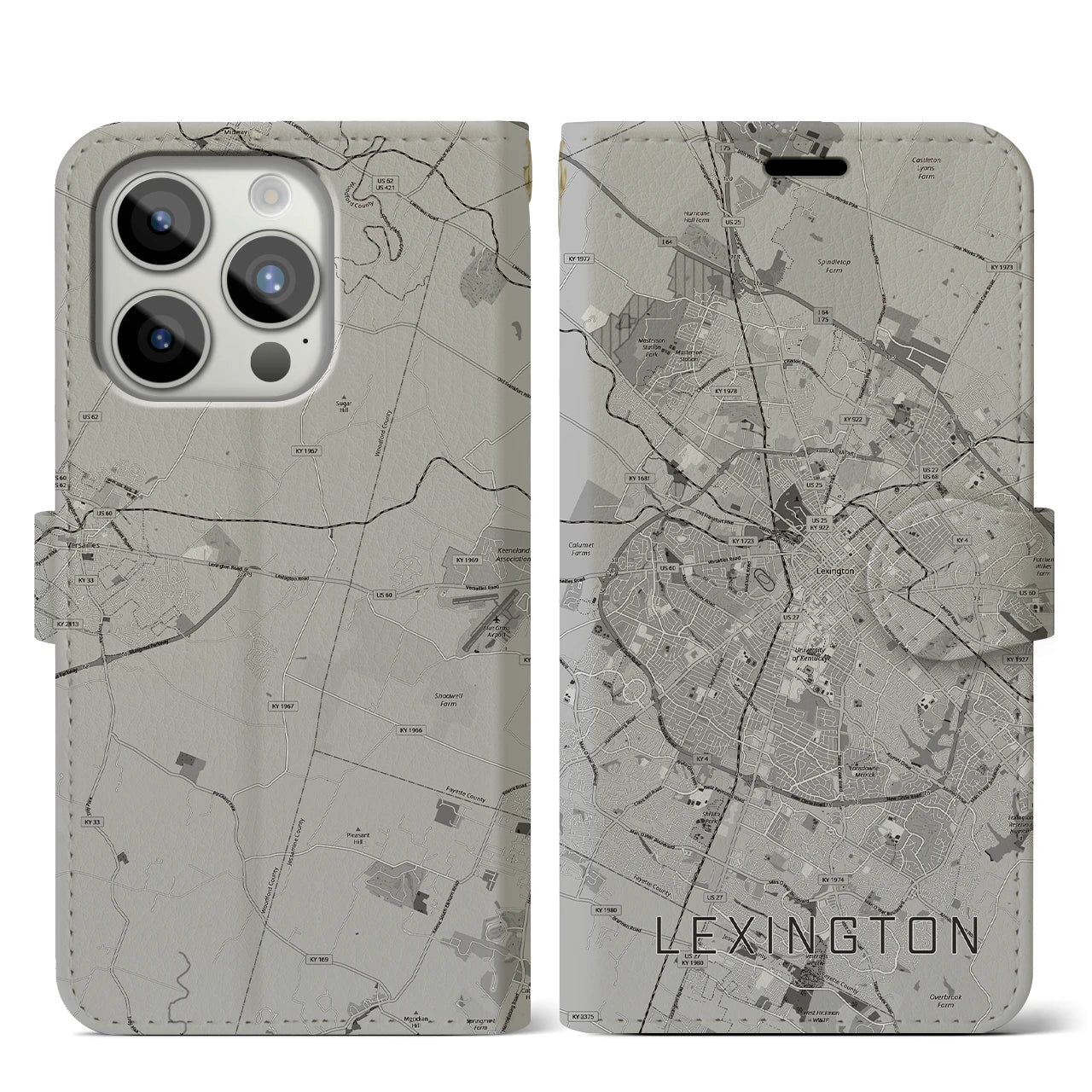 【レキシントン(アメリカ)】地図柄iPhoneケース(手帳タイプ)