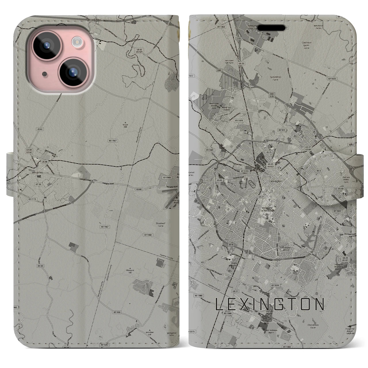 【レキシントン(アメリカ)】地図柄iPhoneケース(手帳タイプ)