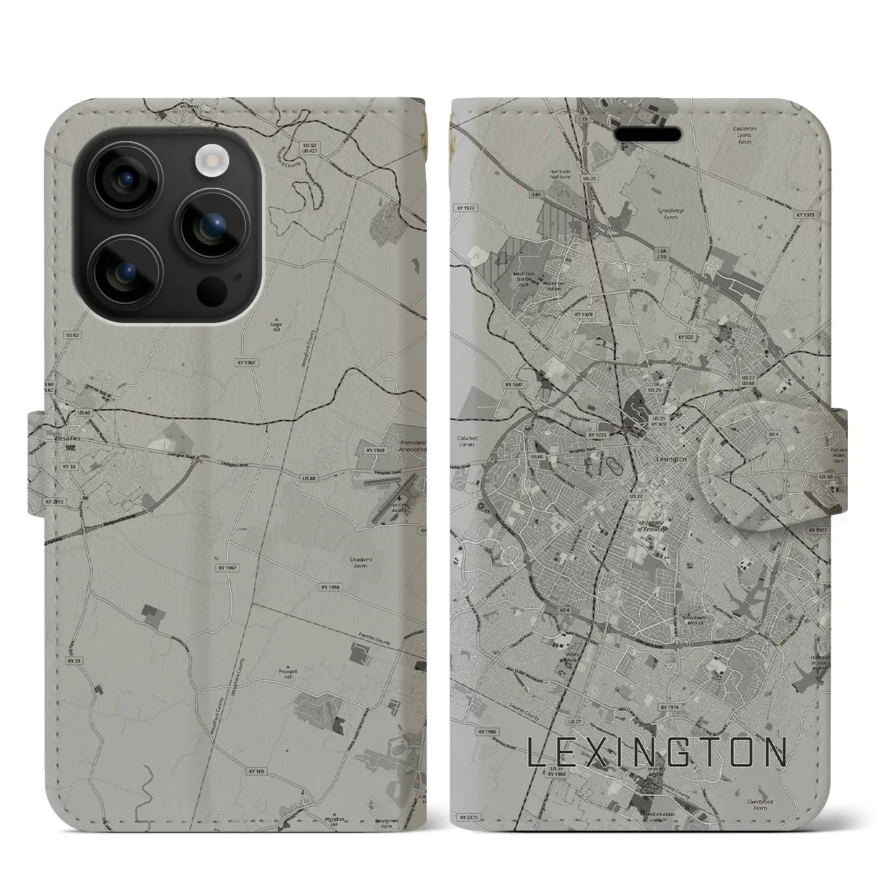 【レキシントン(アメリカ)】地図柄iPhoneケース(手帳タイプ)