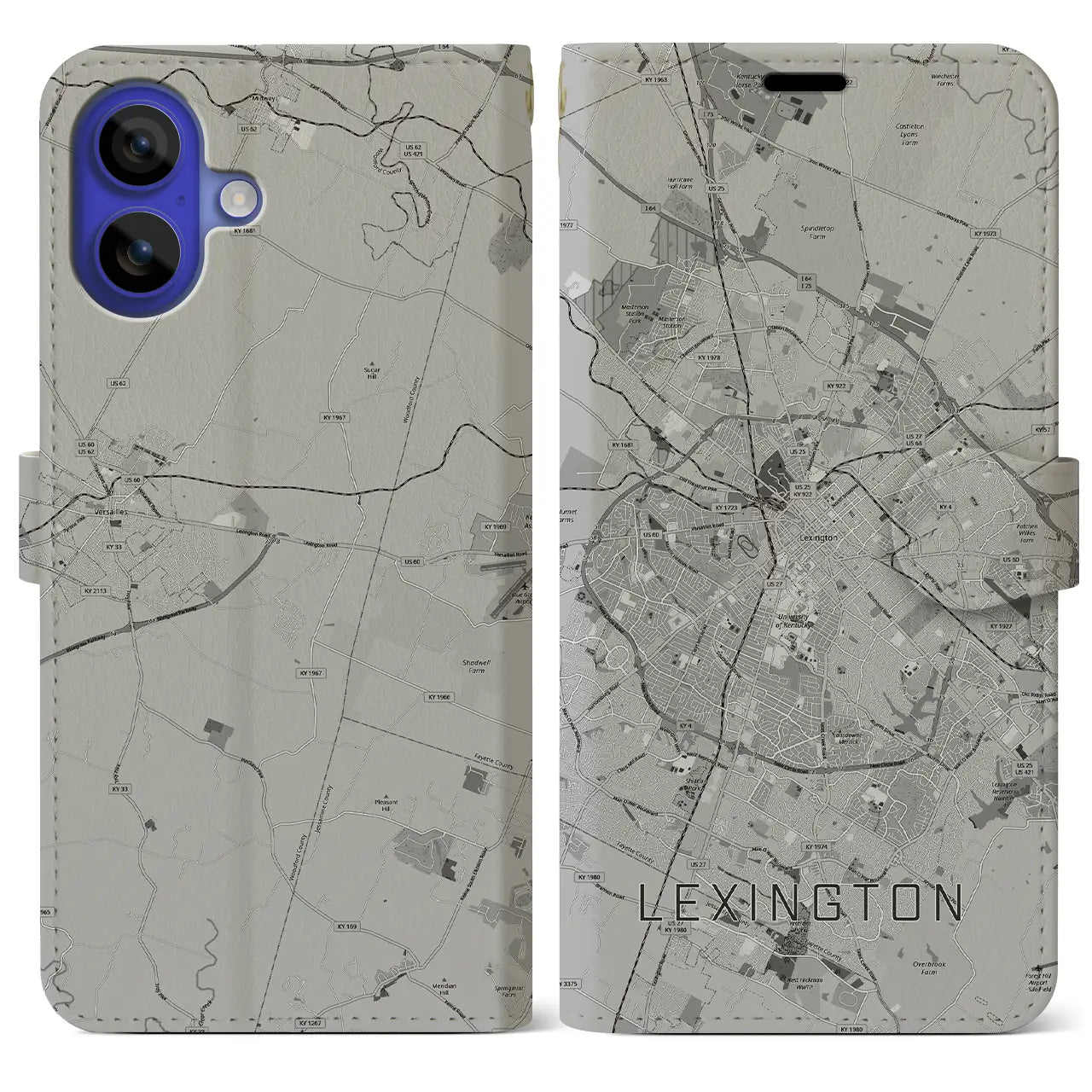 【レキシントン(アメリカ)】地図柄iPhoneケース(手帳タイプ)