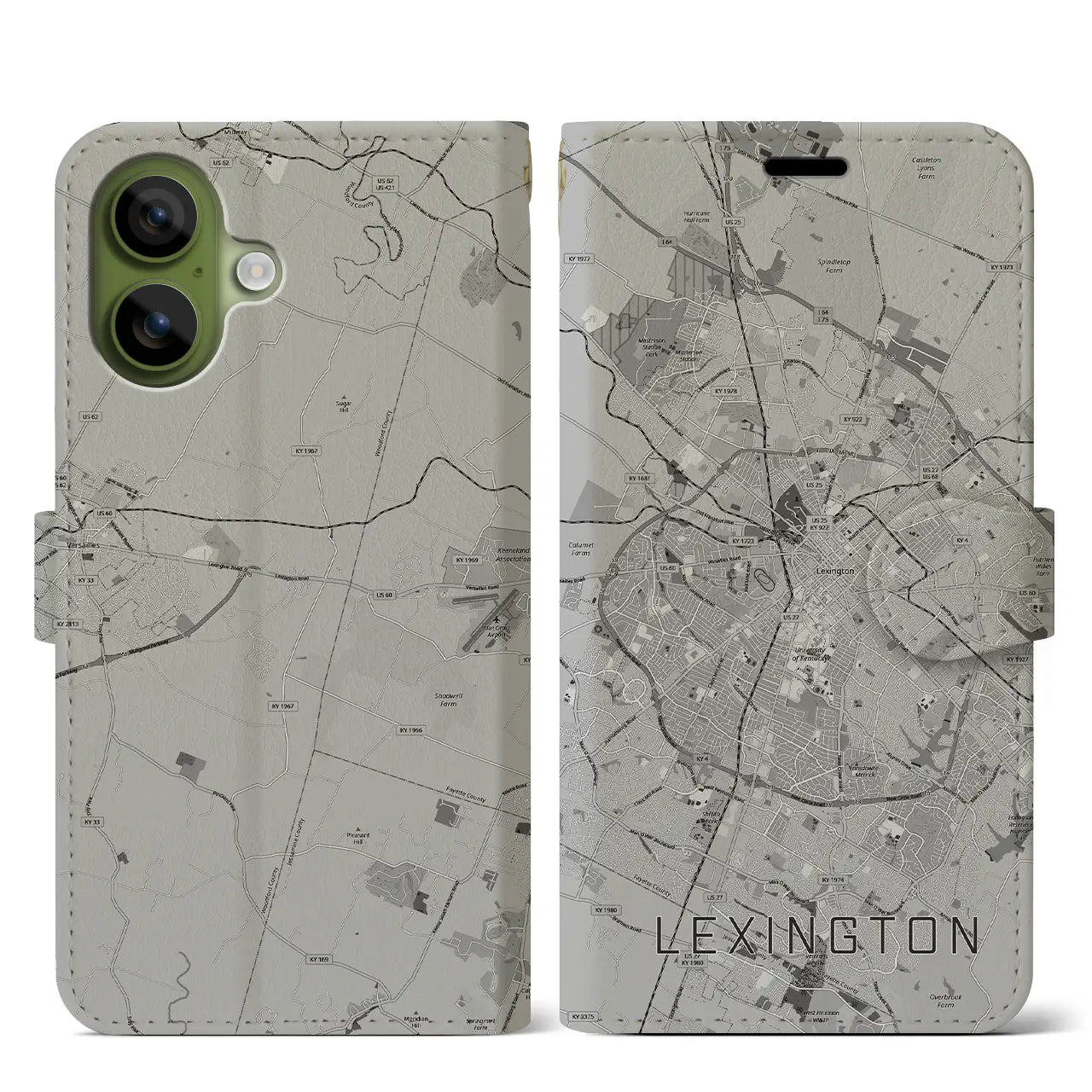 【レキシントン(アメリカ)】地図柄iPhoneケース(手帳タイプ)