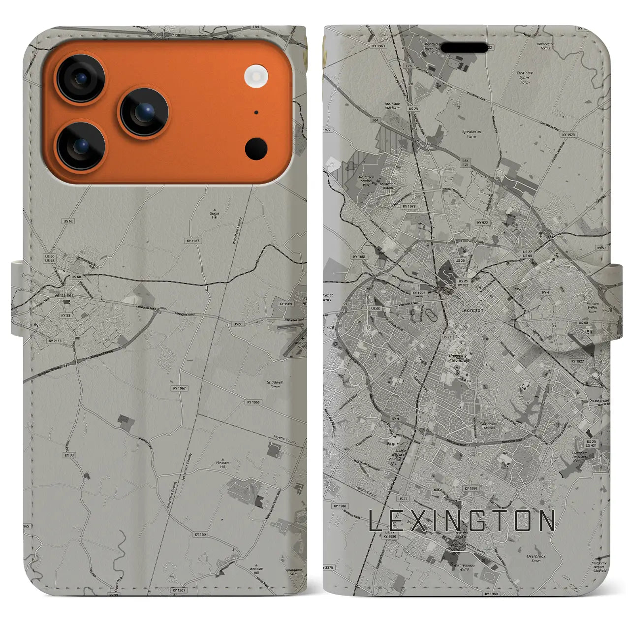 【レキシントン(アメリカ)】地図柄iPhoneケース(手帳タイプ)