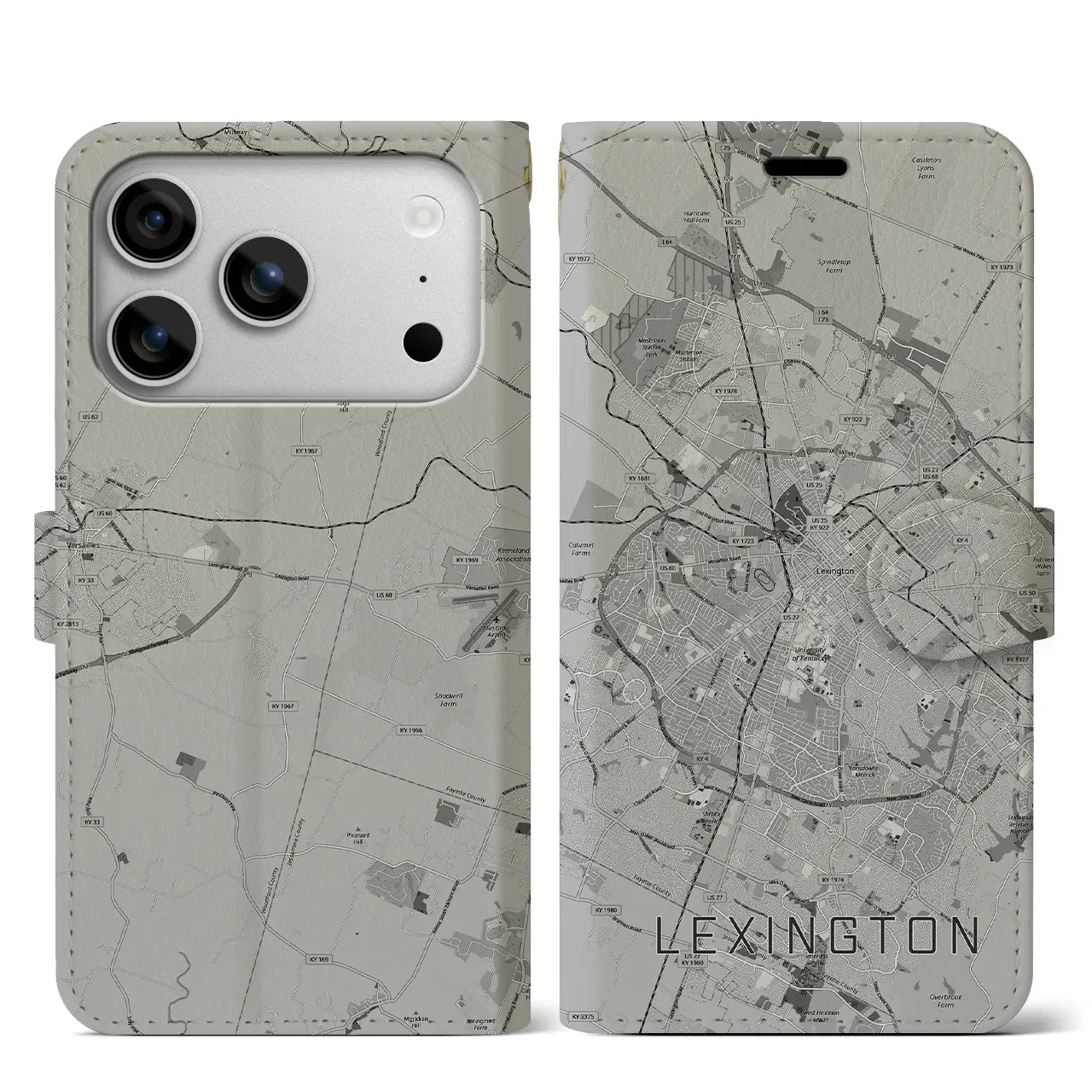 【レキシントン(アメリカ)】地図柄iPhoneケース(手帳タイプ)