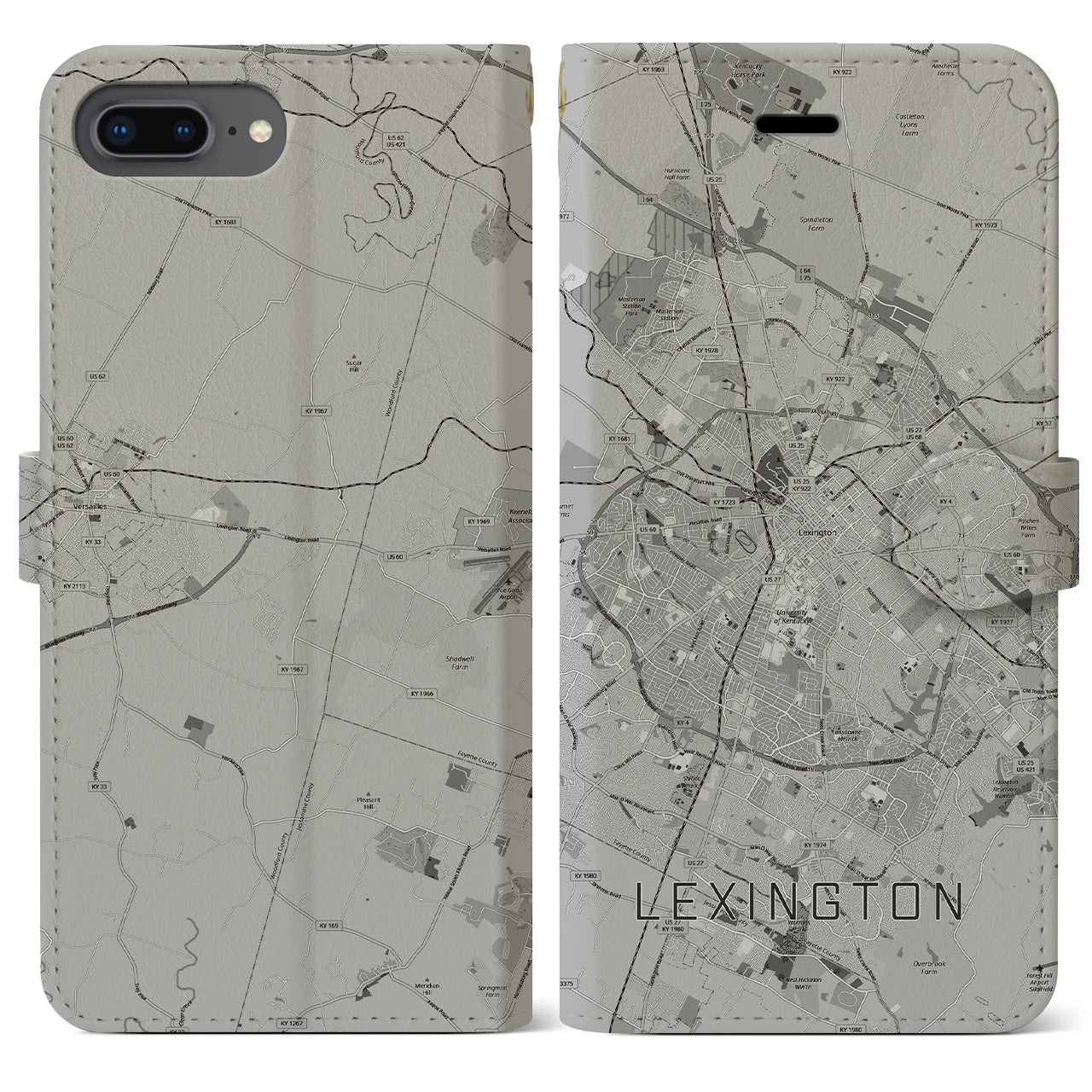 【レキシントン(アメリカ)】地図柄iPhoneケース(手帳タイプ)