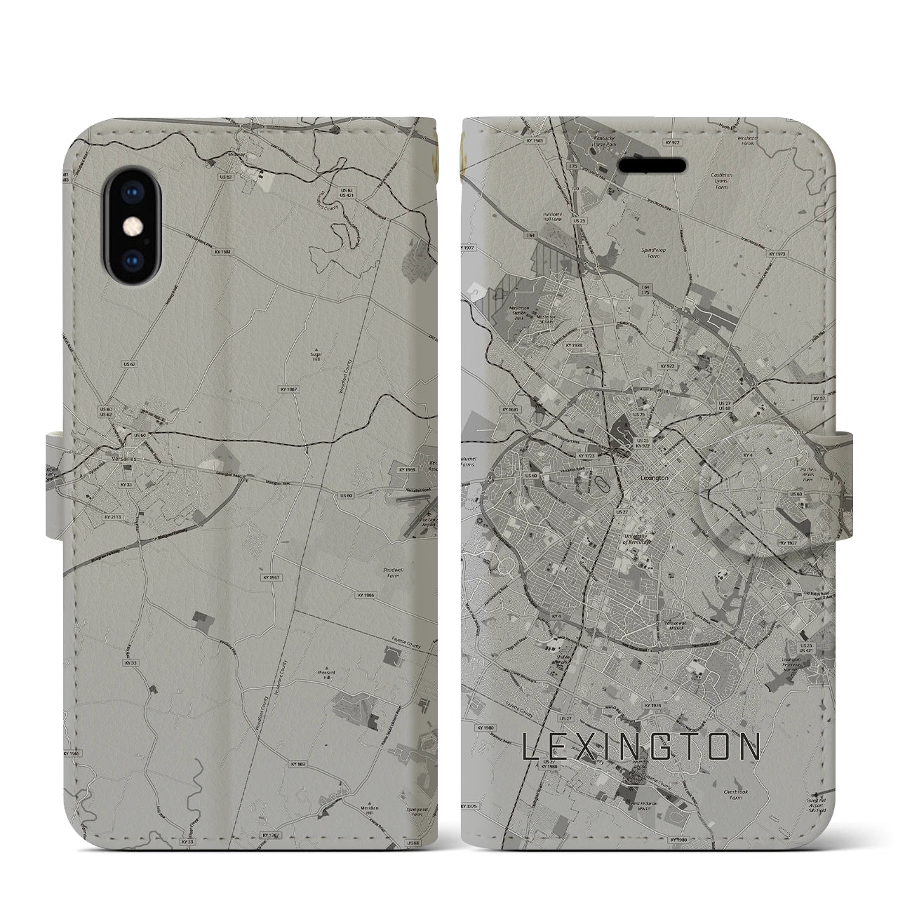 【レキシントン(アメリカ)】地図柄iPhoneケース(手帳タイプ)