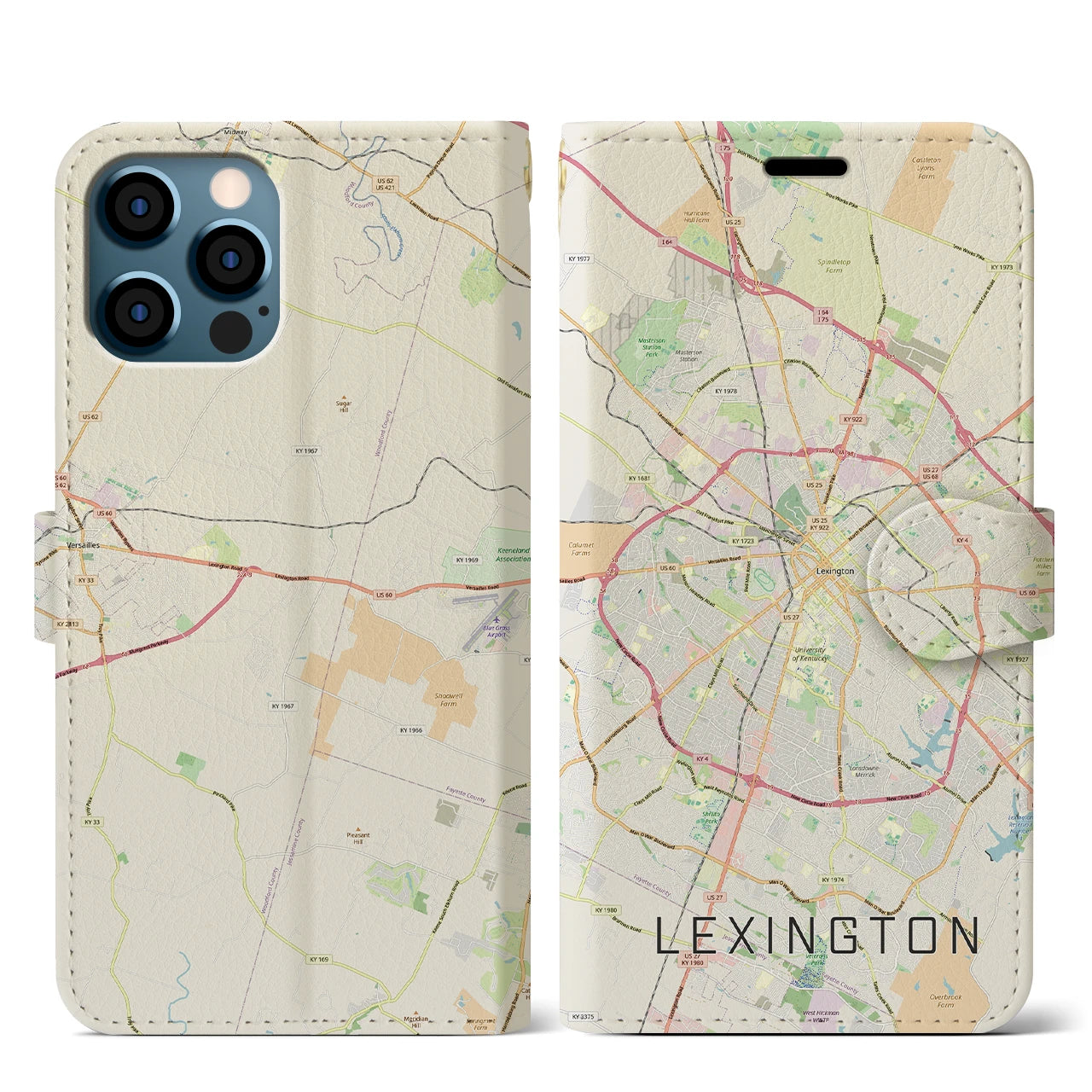 【レキシントン(アメリカ)】地図柄iPhoneケース(手帳タイプ)