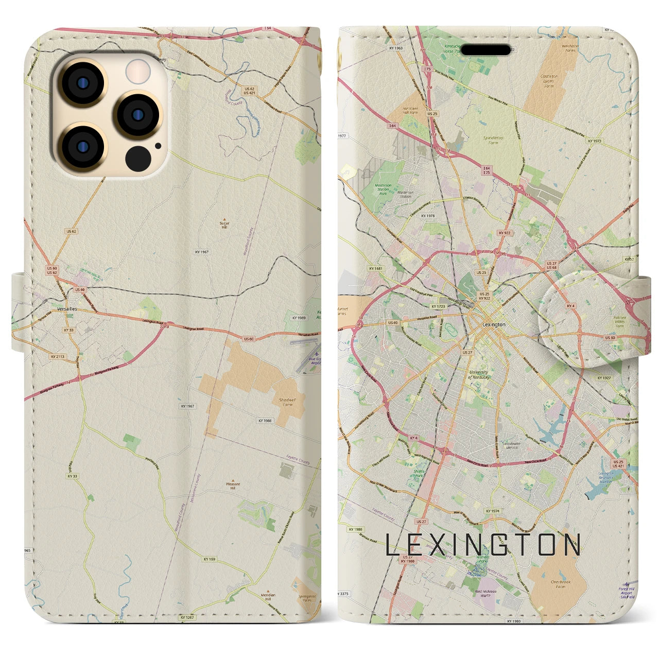 【レキシントン(アメリカ)】地図柄iPhoneケース(手帳タイプ)