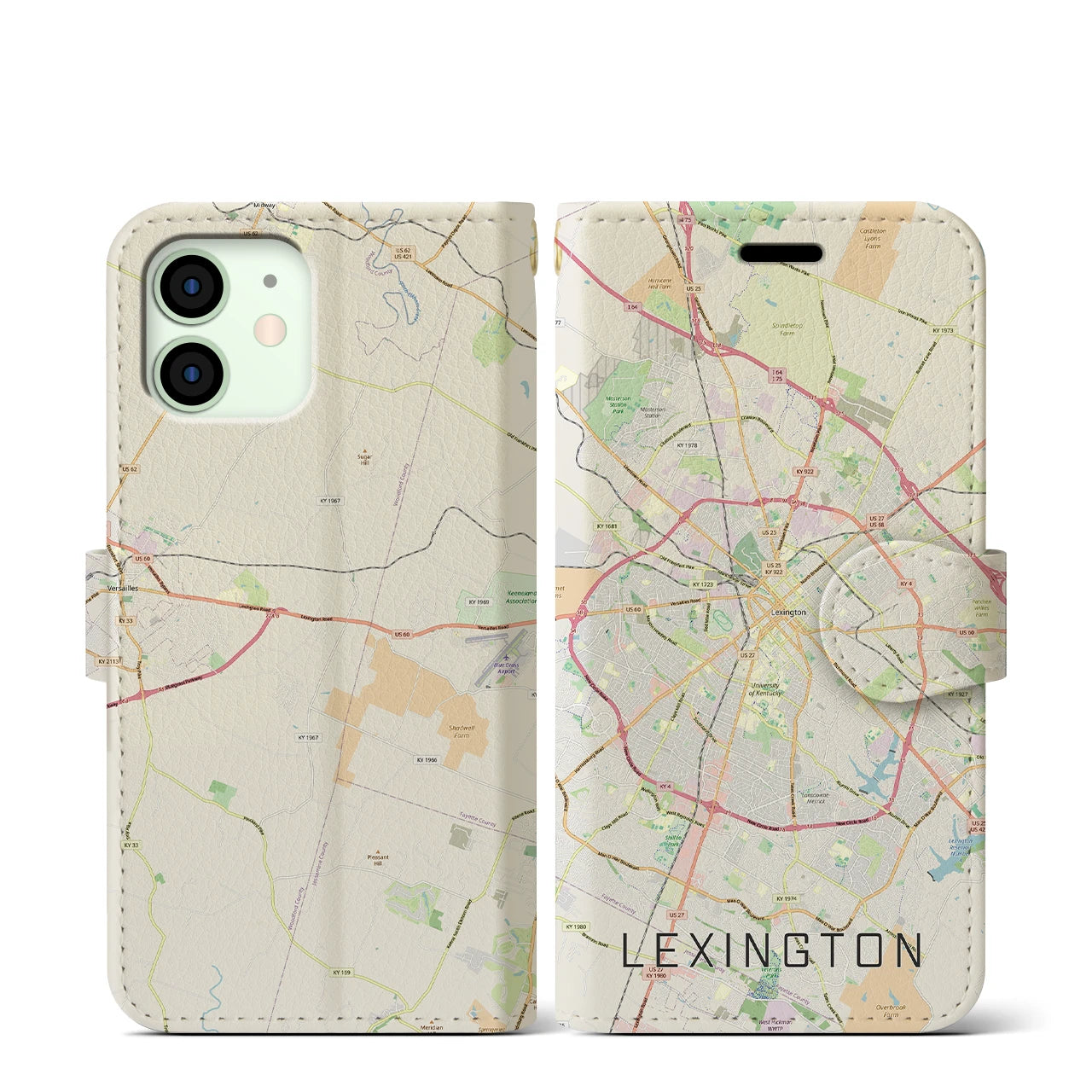 【レキシントン(アメリカ)】地図柄iPhoneケース(手帳タイプ)