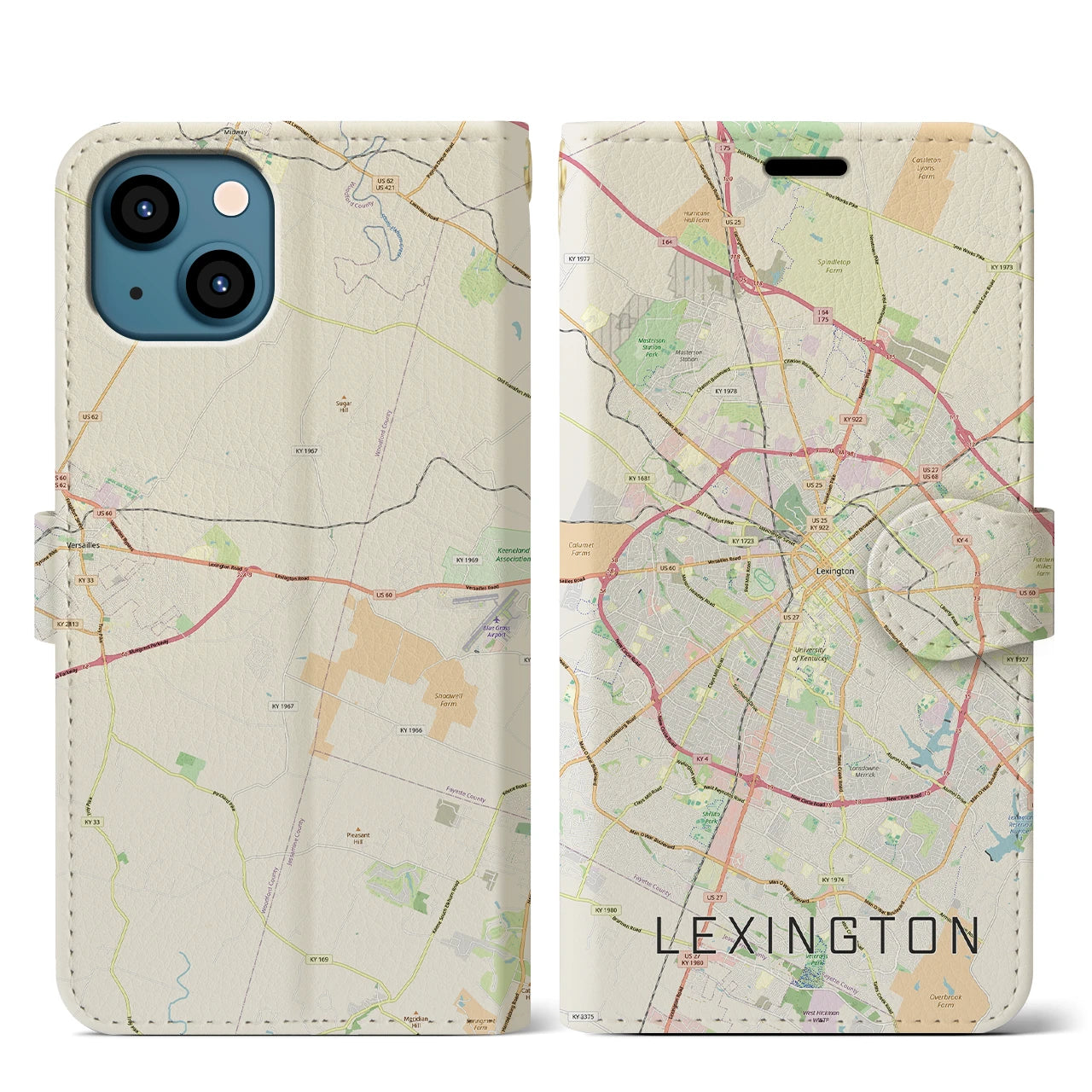 【レキシントン(アメリカ)】地図柄iPhoneケース(手帳タイプ)