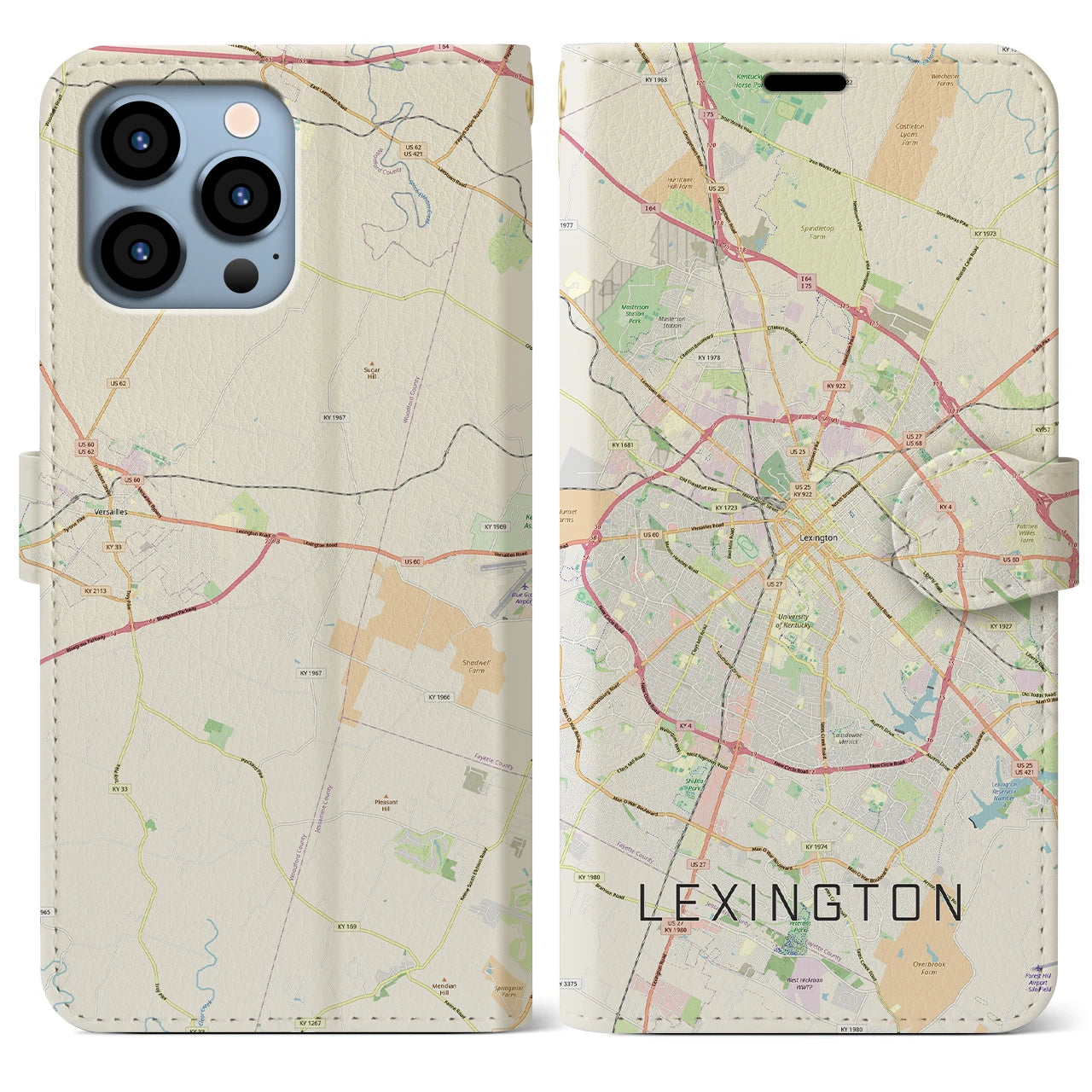 【レキシントン(アメリカ)】地図柄iPhoneケース(手帳タイプ)