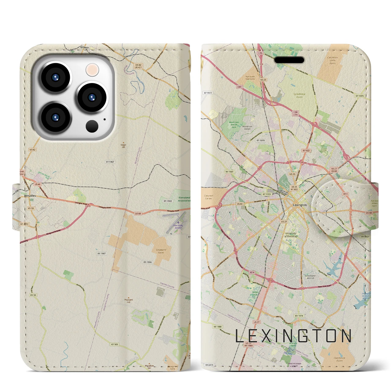 【レキシントン(アメリカ)】地図柄iPhoneケース(手帳タイプ)