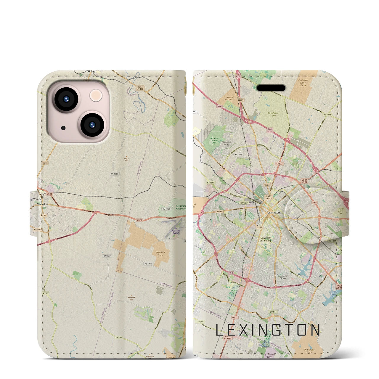 【レキシントン(アメリカ)】地図柄iPhoneケース(手帳タイプ)