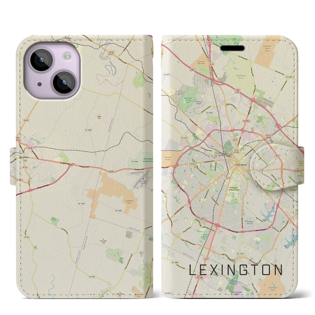 【レキシントン(アメリカ)】地図柄iPhoneケース(手帳タイプ)