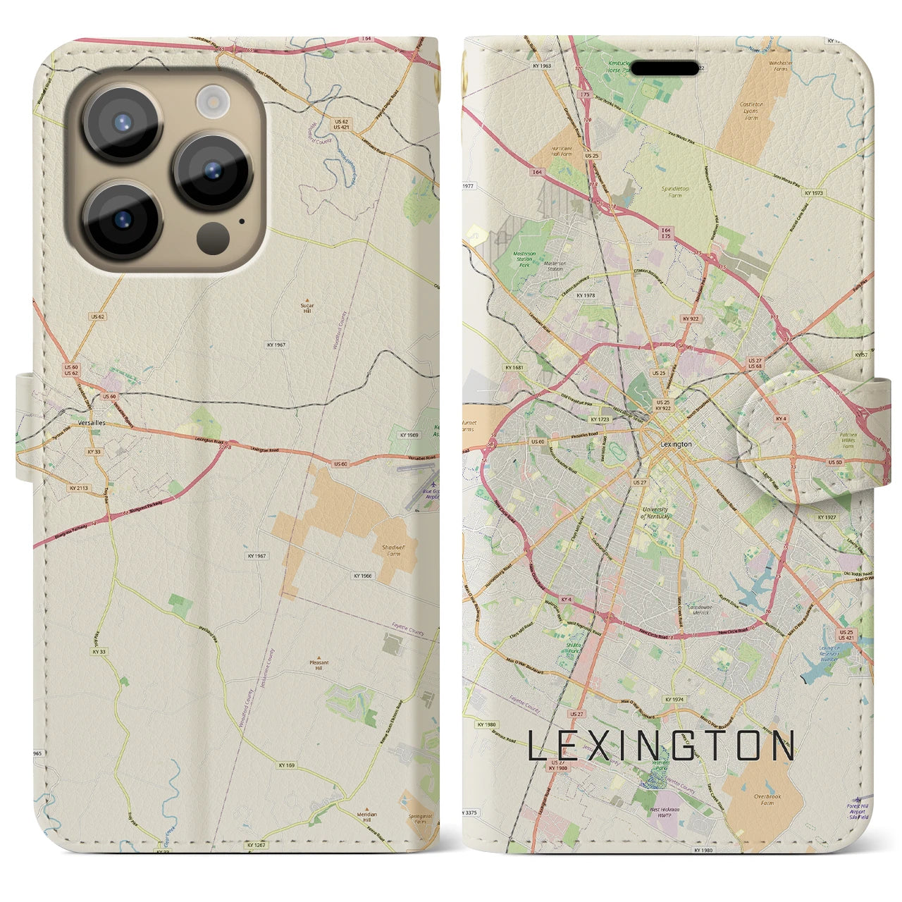 【レキシントン(アメリカ)】地図柄iPhoneケース(手帳タイプ)