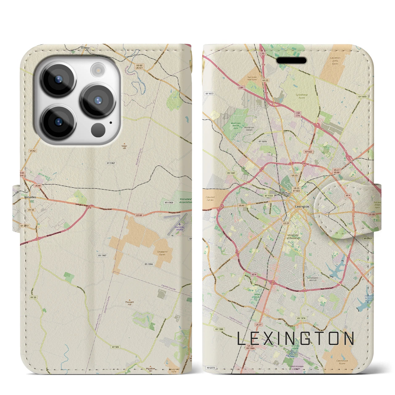 【レキシントン(アメリカ)】地図柄iPhoneケース(手帳タイプ)