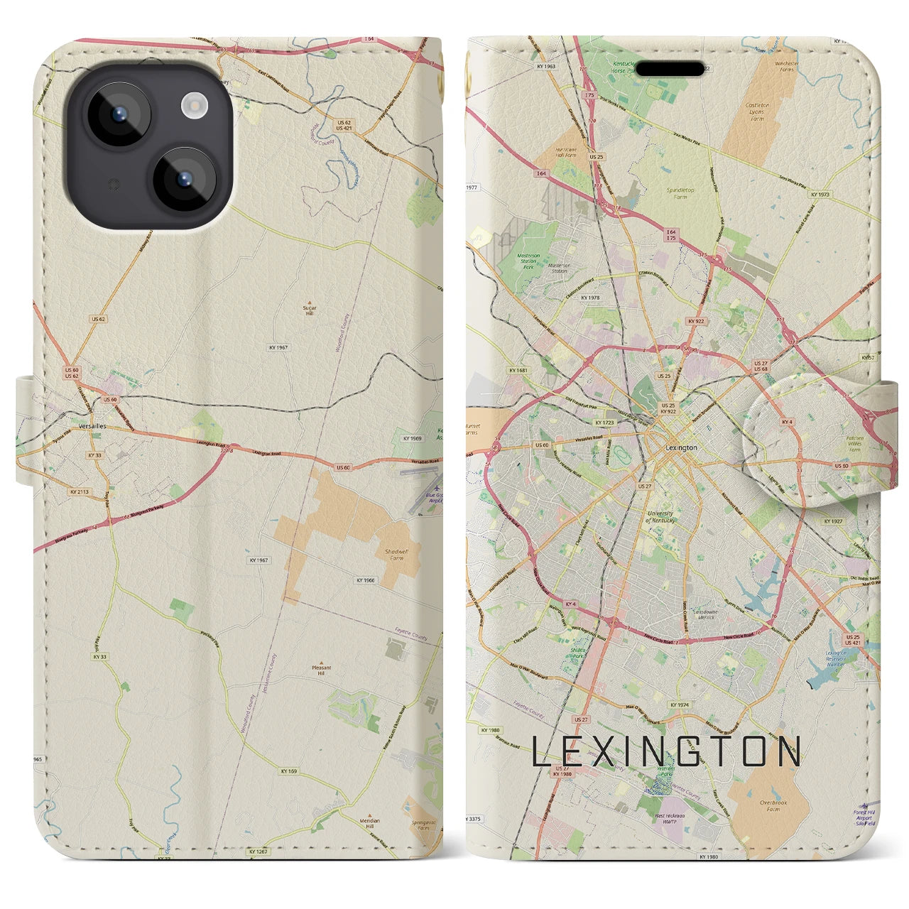 【レキシントン(アメリカ)】地図柄iPhoneケース(手帳タイプ)