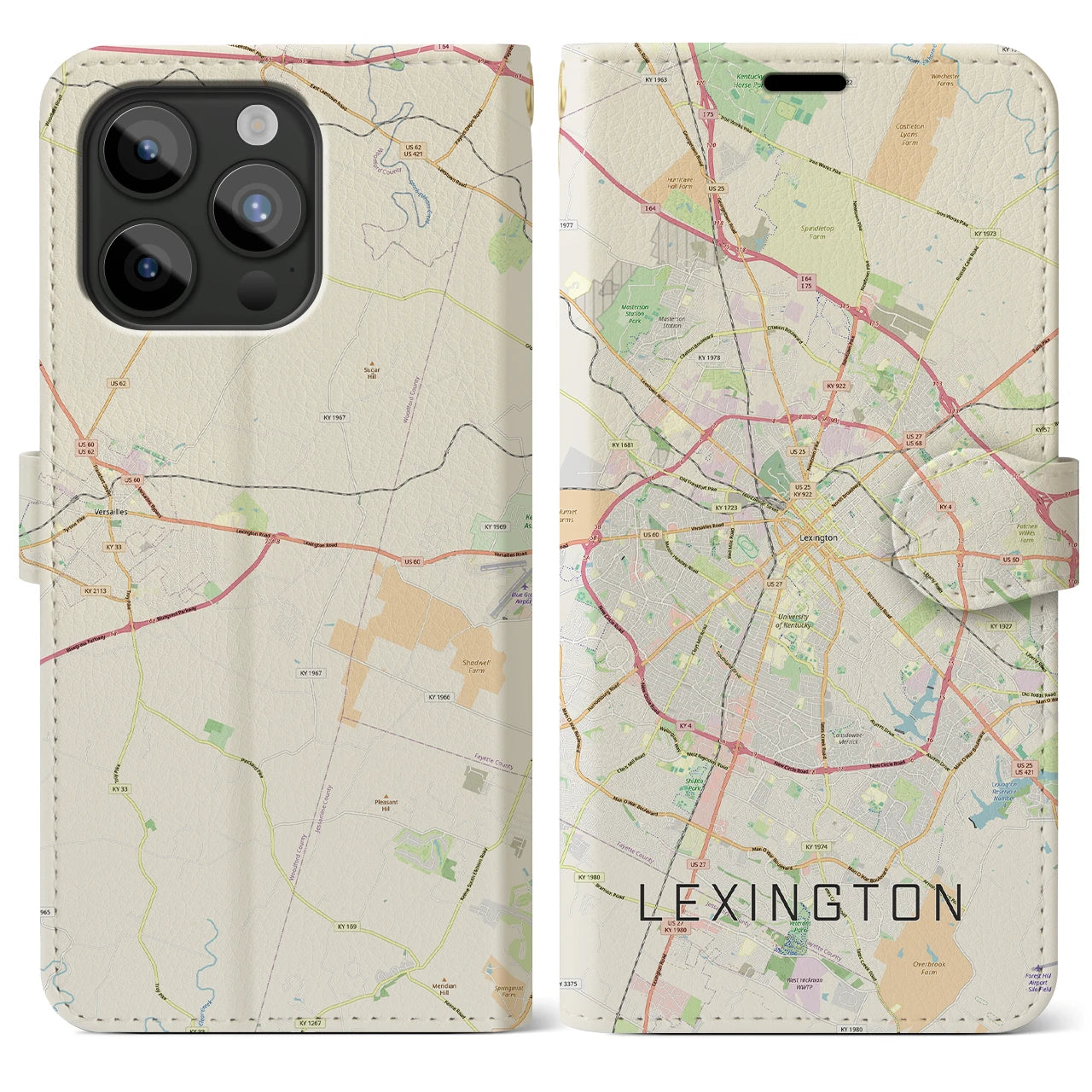 【レキシントン(アメリカ)】地図柄iPhoneケース(手帳タイプ)