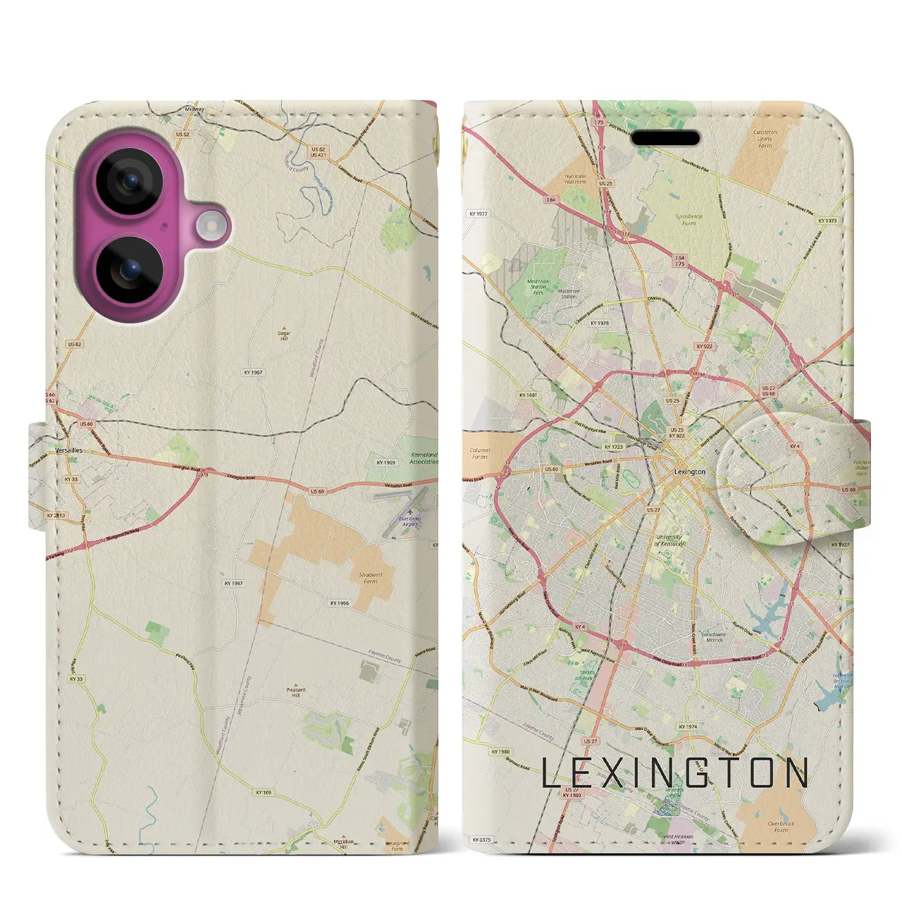 【レキシントン(アメリカ)】地図柄iPhoneケース(手帳タイプ)