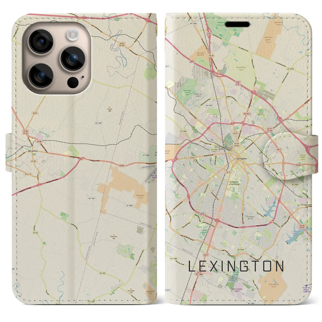 【レキシントン(アメリカ)】地図柄iPhoneケース(手帳タイプ)