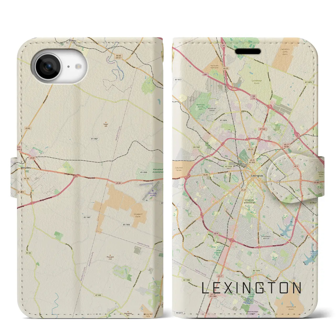 【レキシントン(アメリカ)】地図柄iPhoneケース(手帳タイプ)