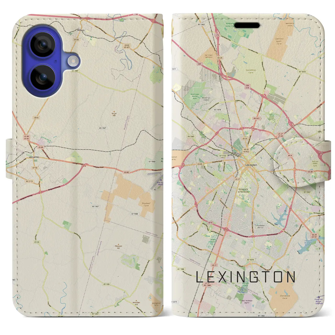 【レキシントン(アメリカ)】地図柄iPhoneケース(手帳タイプ)