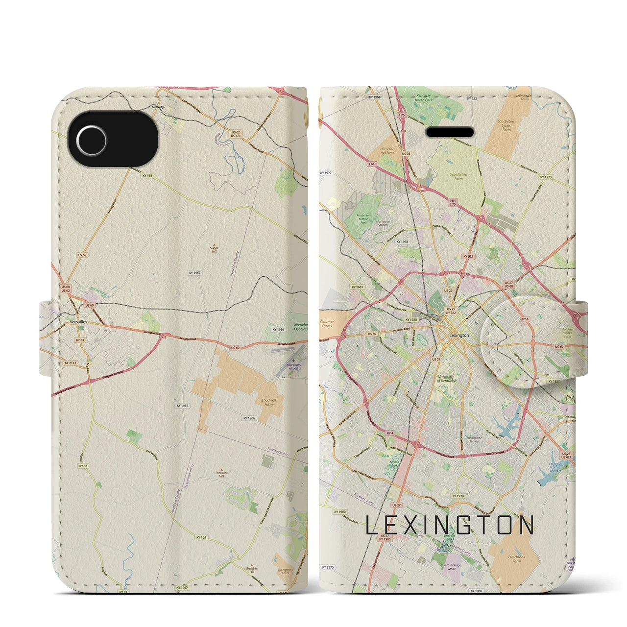 【レキシントン(アメリカ)】地図柄iPhoneケース(手帳タイプ)