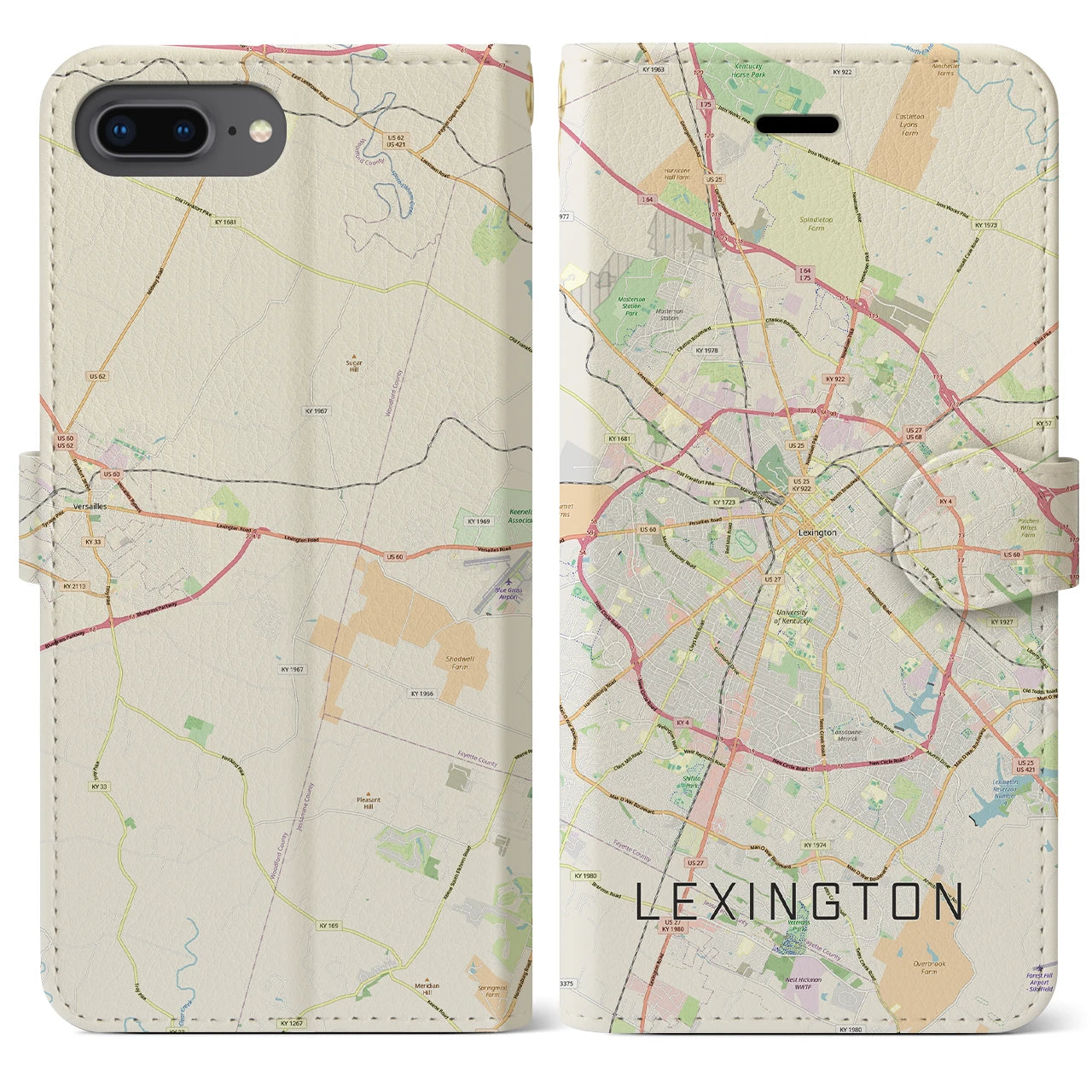 【レキシントン(アメリカ)】地図柄iPhoneケース(手帳タイプ)