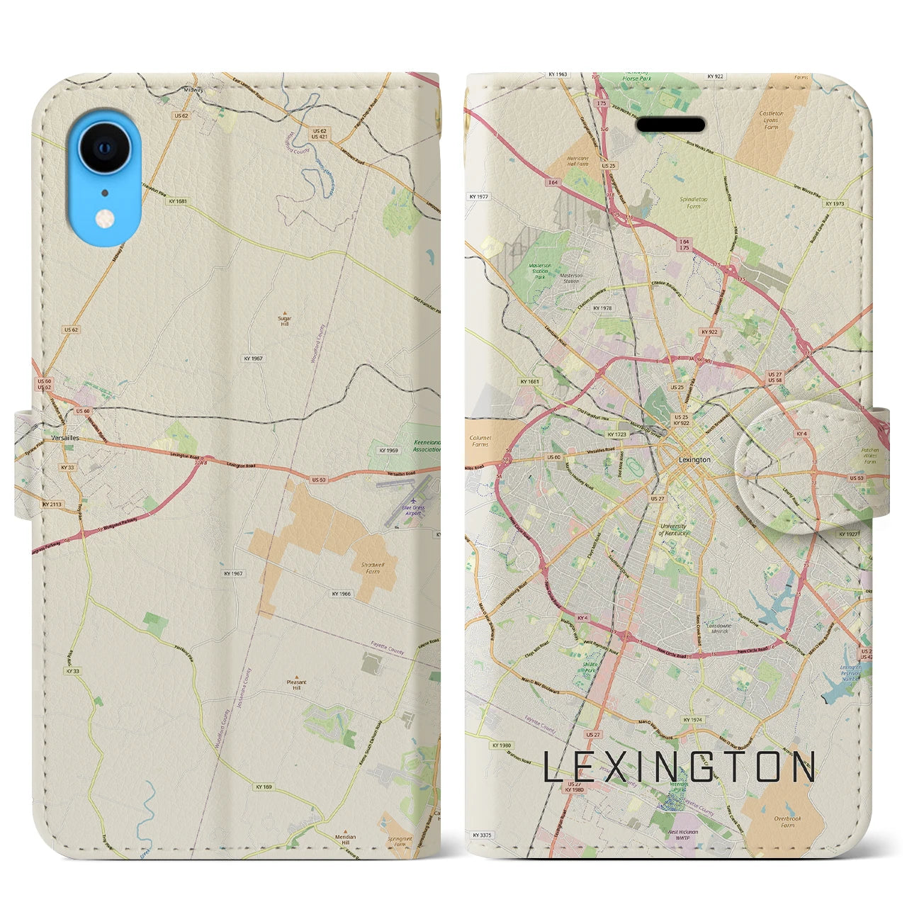 【レキシントン(アメリカ)】地図柄iPhoneケース(手帳タイプ)