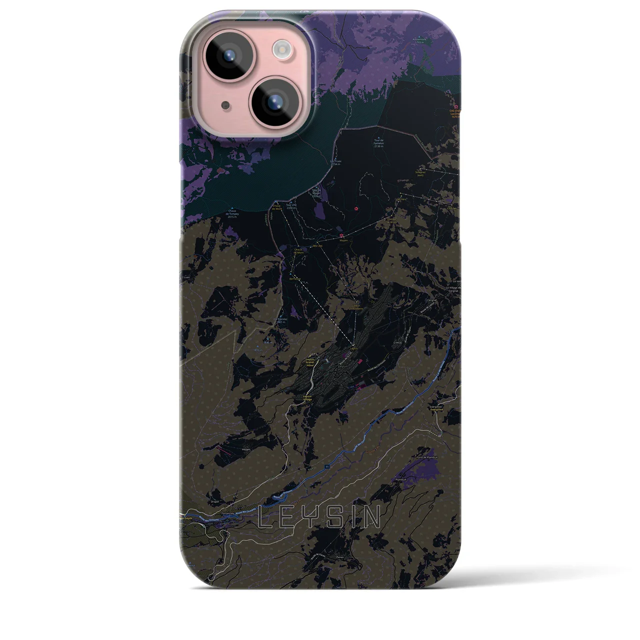 【レザン(スイス)】地図柄iPhoneケース(バックカバータイプ)